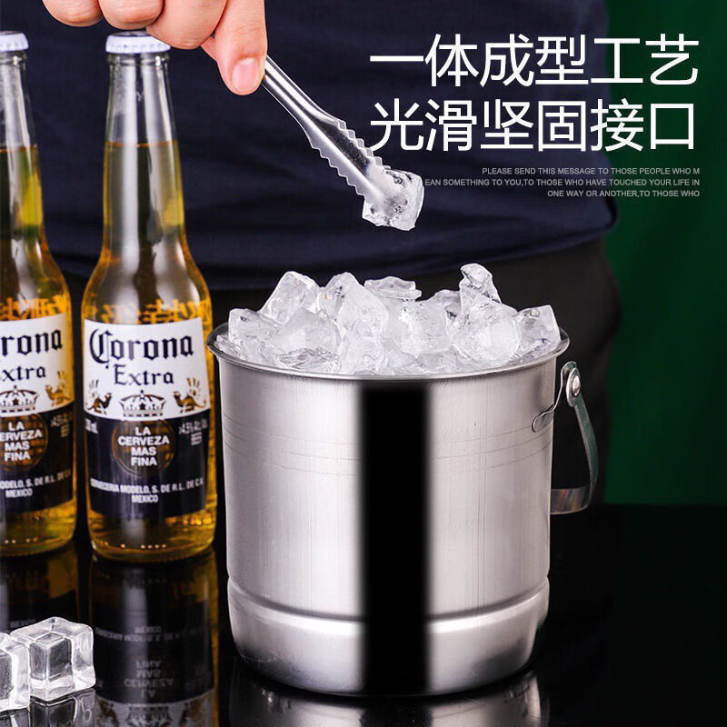 Fanxiang stainless steel portable ice bucket European style ice bucket bar KTV service wine bucket with ice partition small ice bucket 1L 5 stainless steel ice clips