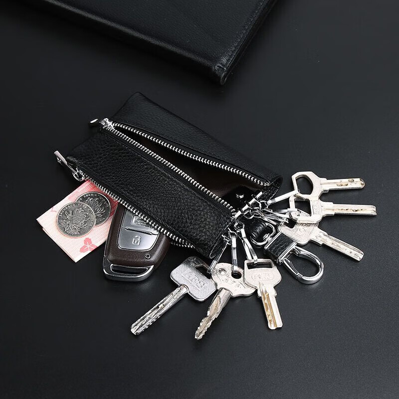 Liyou high-end quality key bag storage bag cowhide Internet celebrity key bag General Motors home key bag men's and women's bag black