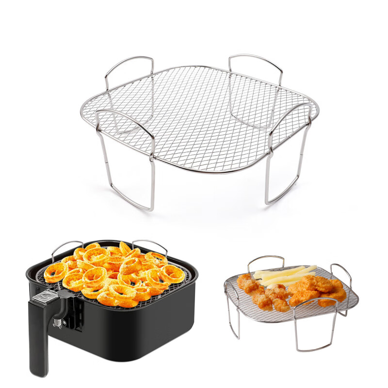 Ye Yu multifunctional detachable layer air fryer accessories can be put into the oven square and round multi-layer grill household drain rack 3-layer stainless steel square rack