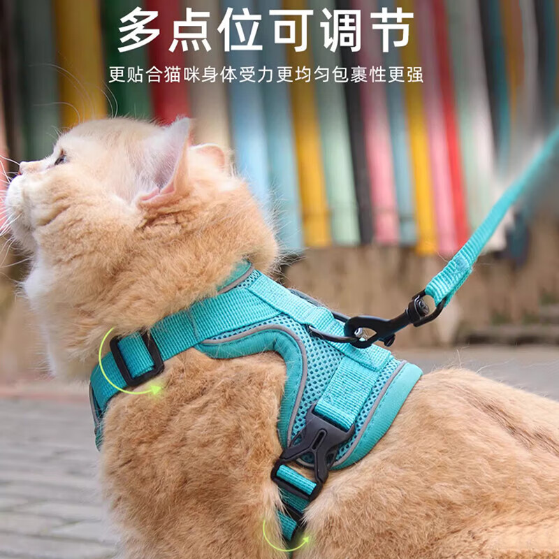 Star rudder cat traction rope vest-style harness reflective and breathable outing cat walking rope British short puppet pet traction rope gray S bust 30-35cm (recommended 3-6 pounds)