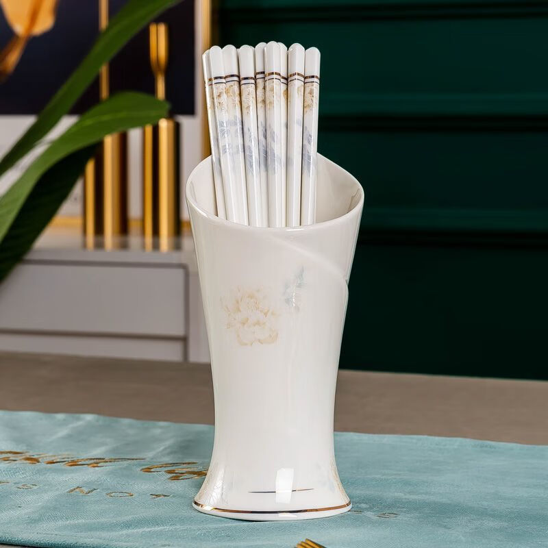 Fanchuang Jingdezhen Ceramic Chopstick Cage Kitchen Storage Rack New High-Looking Drainage Chopstick Container Household Knife and Fork Storage Box Peacock Southeast Flying Chopstick Container 1 No Specifications