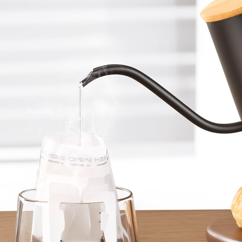 CLITON304 stainless steel hand brewed coffee pot travel office home hanging wooden handle ear coffee long mouth pot thin mouth pot with lid