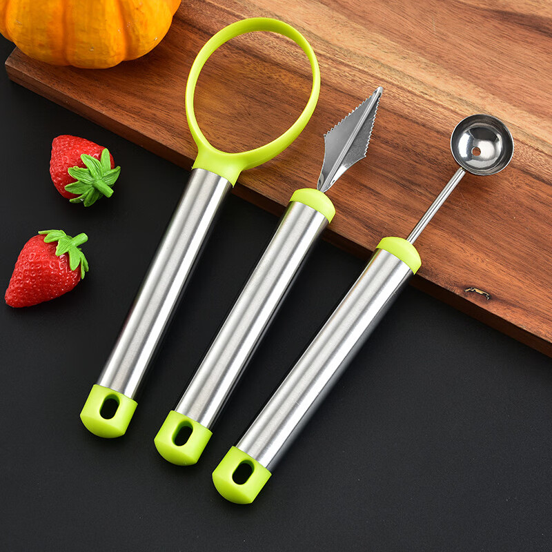 Ye Yu fruit carving knife three-piece set fruit baller multi-functional fruit platter tool stainless steel watermelon ball scoop embossed combination seven-piece set