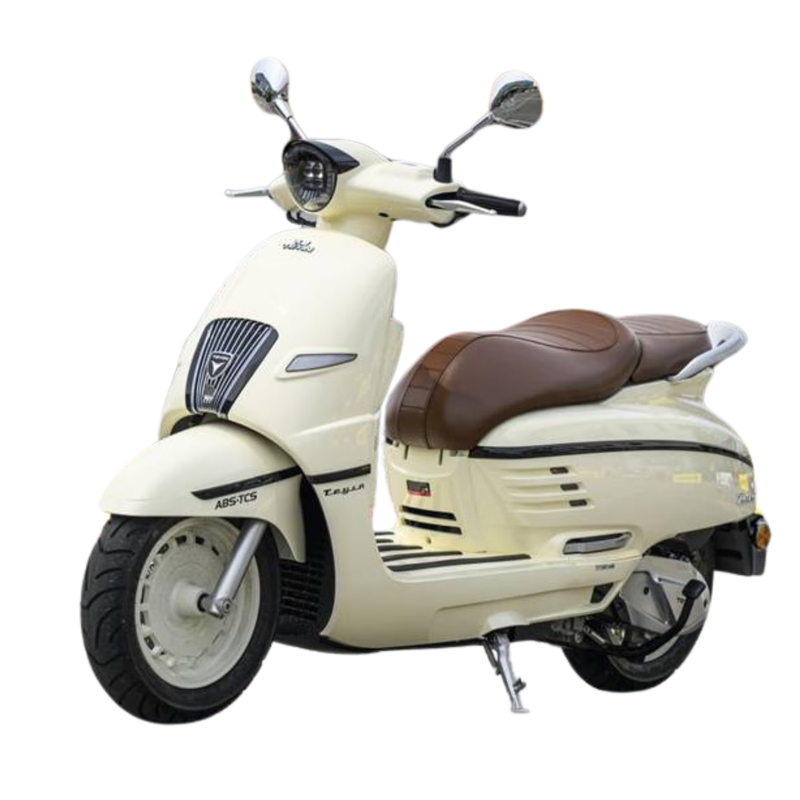 Tianying TATA150 scooter retro cute fuel water-cooled commuter ABS+TCS ivory white 12-issue interest-free
