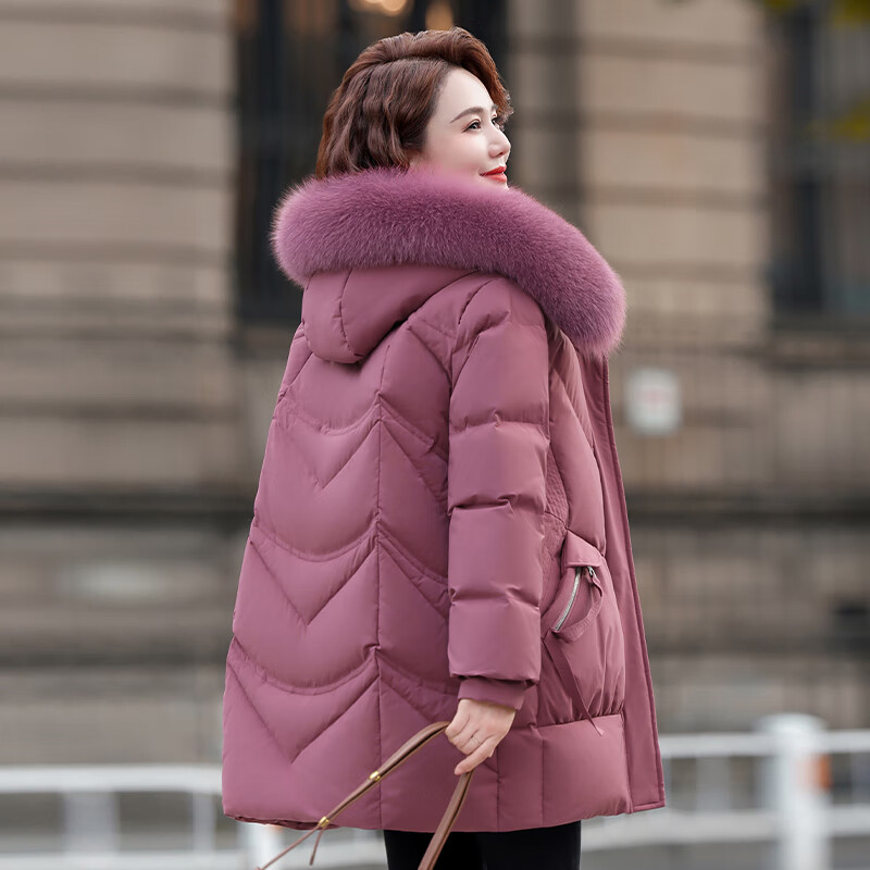 Yaya (YAYA) middle-aged mother winter style down jacket women's thickened warm fashion middle-aged and elderly fox fur collar jacket women QC