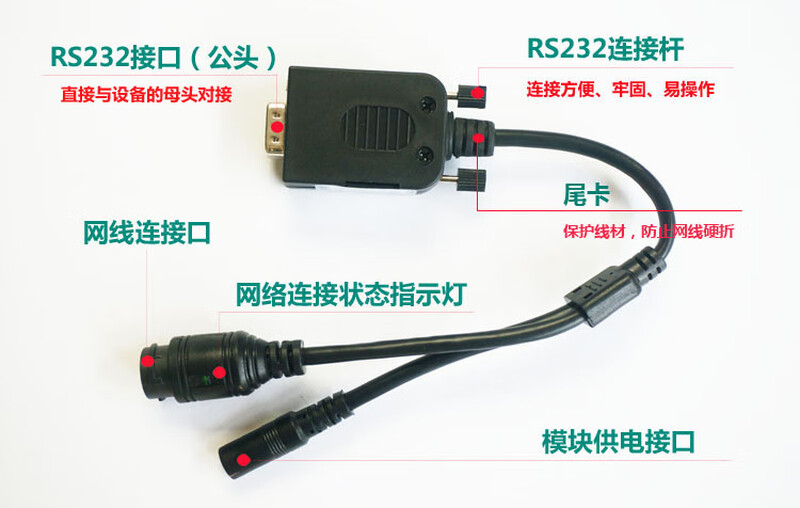 Yue Changsheng RS232 to Ethernet to serial port server network interface to com waterproof TCPIP network communication mutual conversion 2 black single module