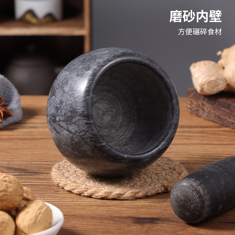 Baijie marble mortar garlic mortar masher garlic masher garlic press garlic jar grinding stone for home use