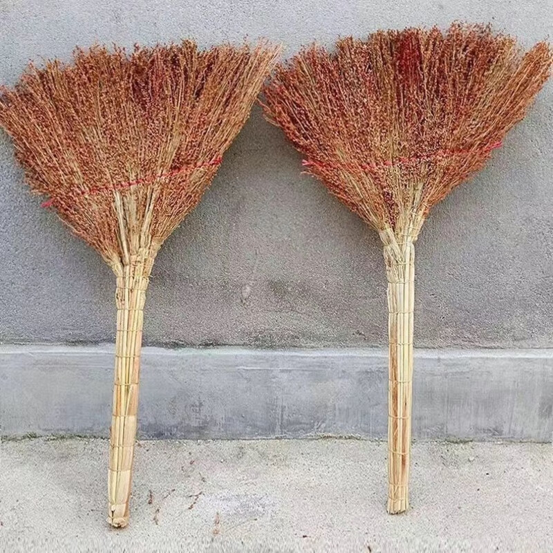 Broom, sorghum old-fashioned household broom, thickened floor sweeping broom, construction site school hand-woven sweeping broom, selected sorghum broom, two