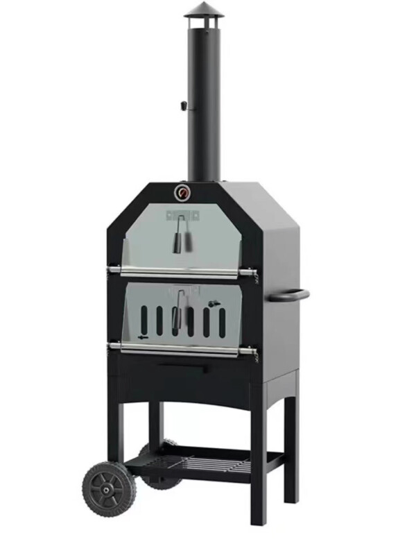 MDNG German imported quality outdoor pizza oven charcoal firewood dual-purpose barbecue oven household commercial bread kiln charcoal pizza oven (rain cover + anti-scalding gloves) (can burn firewood)