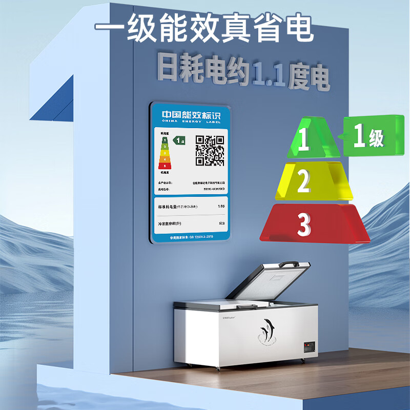 Royalstar Freezer Commercial Large Capacity Full Freezer Horizontal Freezer Home Refrigerator Freezer Dual-Temperature Commercial Large Freezer Freezer Display Cabinet High Cost-Effectiveness 788 Single Temperature Level One Energy Efficiency Mechanical Temperature Control