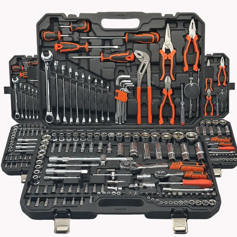 Meikejie Auto Repair Tool Set Ratchet Wrench Combination Car Repair Toolbox Advanced Black 72-Tooth Curved Handle 58-piece Set