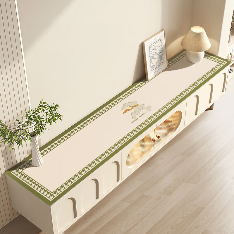 Ultra-luxury TV cabinet tablecloth, high-end light luxury dining table mat, leather waterproof, wipeable and washable sideboard mat, shoe cabinet mat, under the warm sun (upgraded non-slip bottom) 40*180cm