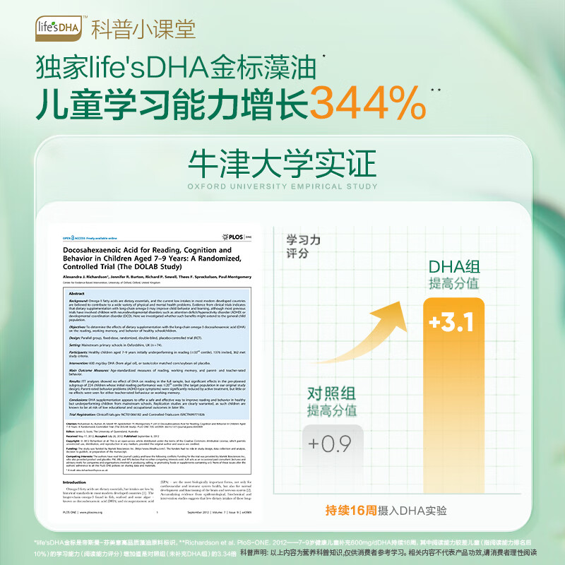 Natural Doctor Little Doctor dha algae oil children 3-6 years old students and teenagers 6-18 years old ps phosphatidylserine lutein ester supplement for one semester children's DHA algae oil 50 capsules * 3 bottles, a total of 150 capsules