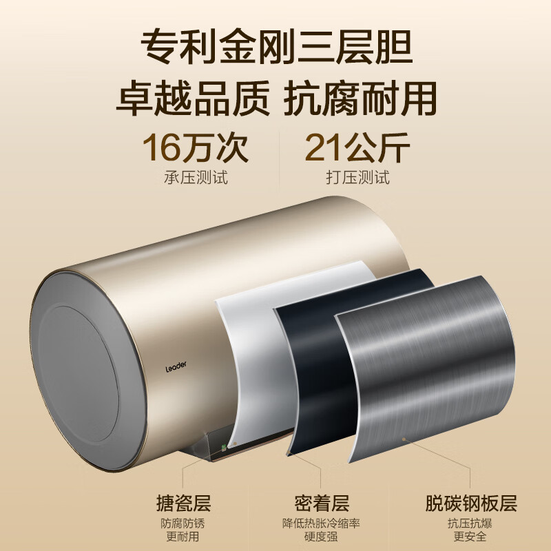 Haier produces Tongshuai 80-liter electric water heater JD.com self-operated door-to-door installation with state subsidies 3000W energy-saving fast heating first-class energy efficiency household water storage type LEC8001-LD5 gold