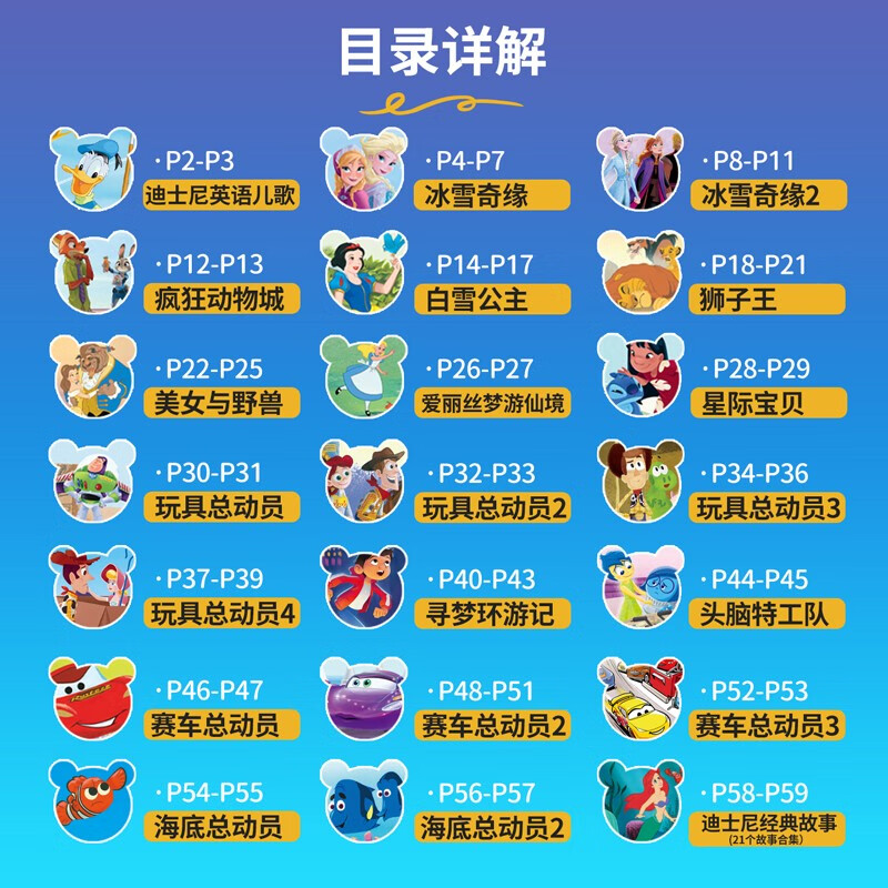 Children's Joy Disney story audio book Zootopia Frozen The Lion King Nine-Colored Deer Toy Story Cinderella Finger Painting Original Painting Audiobook English Children's Song Picture Book Story Machine Baby Early Education Enlightenment Early Education Machine Zootopia 2 Disney International Gold Award Movie Big Movie Christmas Gift