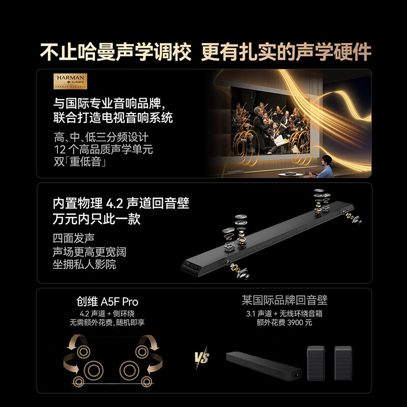 Skyworth TV Black Knight A5F Pro TV 75-inch QD-Mini LED extremely black non-reflective gaming LCD home appliance flat-panel TV state subsidy