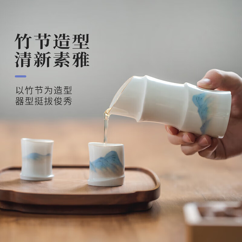 Jingdezhen Ceramic Seven Sages Thousand Miles of Rivers and Mountains Wine Set Household Flask and Wine Glass Set Gifts Seven Sages Thousands of Miles of Rivers and Mountains (1 wine vessel 2 wine glasses) 3 pieces