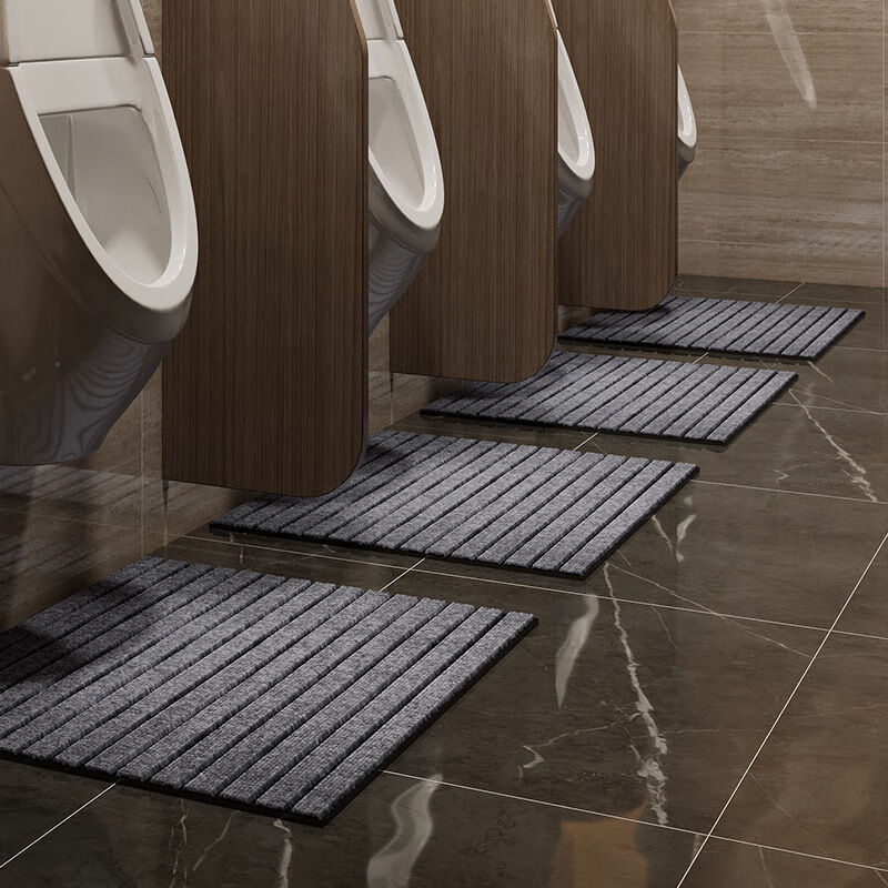 Urinal splash pad men's toilet floor mat mall hotel water-absorbent quick-drying floor mat commercial bathroom splash-proof anti-slip mat vertical stripes-dark gray 50x60cm