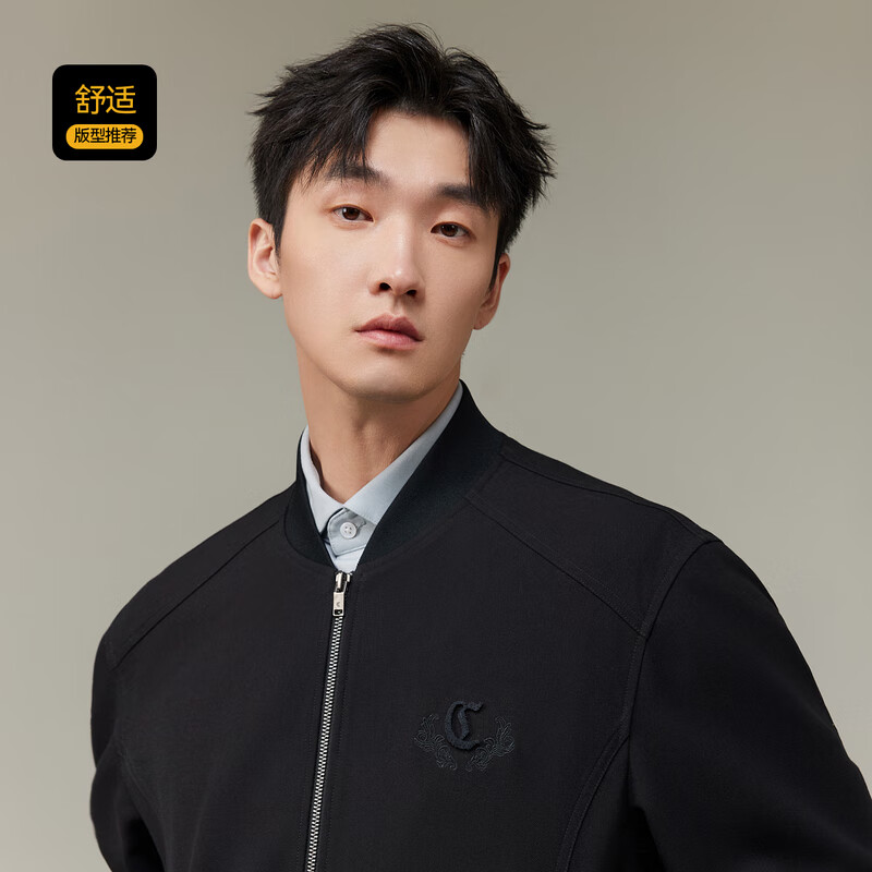 Carbine imitation wool twill TR jacket men's heavy industry floral pattern combination embroidered autumn long-sleeved jacket