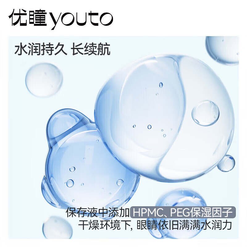 Youtong Contact Lenses Refreshing Monthly Disposable 2 Pieces Hydrogel Oxygen Permeable Myopia Transparent HD 425 Degrees