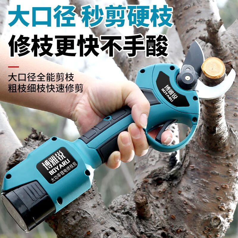 Dongcheng Lightweight and labor-saving German Boyarui high-power electric pruning shears lithium-ion scissors for fruit trees 4.0 mobile model two batteries and one charge +