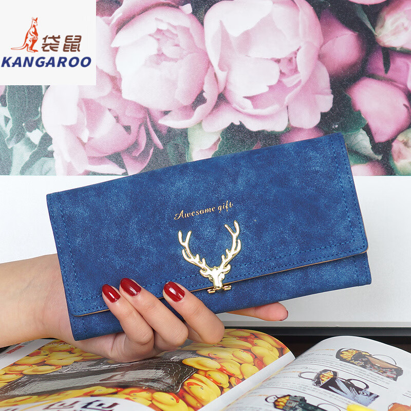 Kangaroo frosted leather long wallet for women 2025 new style simple fashionable European and American large capacity deerskin wallet wallet for women brown
