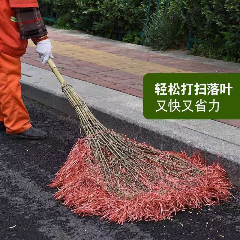 Large broom for road sanitation, durable long pole, home decoration, road outdoor garden worker new sweeping plastic wool broom construction site, bamboo pole handle, plastic wire large broom, 1 pack, strong and durable