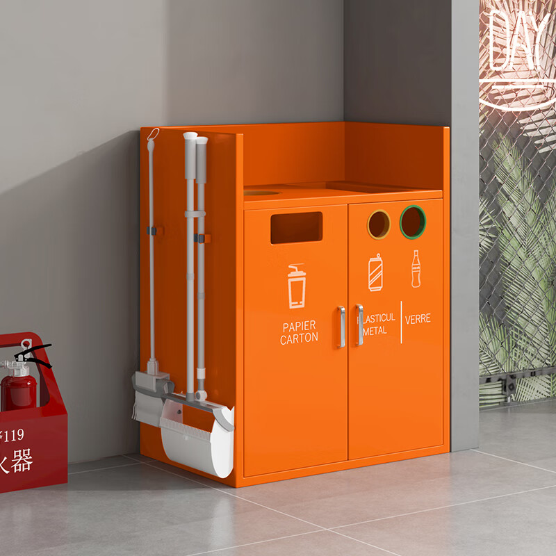 Commercial hidden cabinet type garbage bin large industrial style wrought iron garbage cabinet vertical Internet cafe burger shop cabinet KTV silver - length 130*width 50*height 100cm