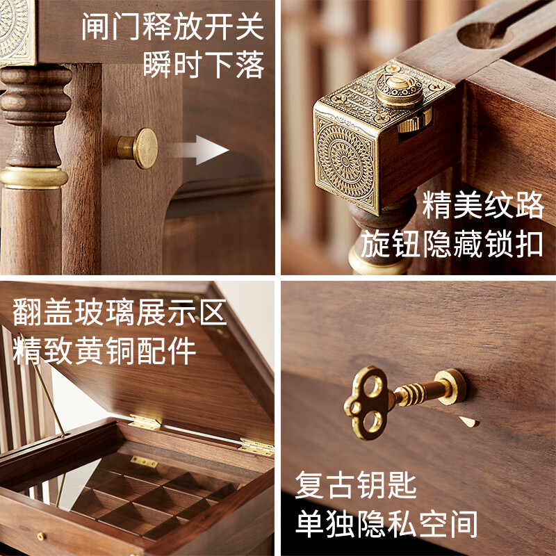 Faner dental cabinet solid wood North American black walnut tea set cabinet side cabinet medieval cabinet tea set stationery jewelry storage cabinet Infinite Creator eight drawers