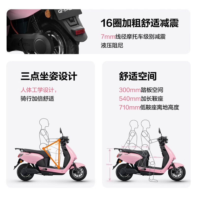 Wuyang-Honda electric motorcycle e-POP long-range electric scooter 1200W high-speed lead-acid drum brake 72V20Ah takeaway work transportation electric motorcycle battery scooter taffeta white
