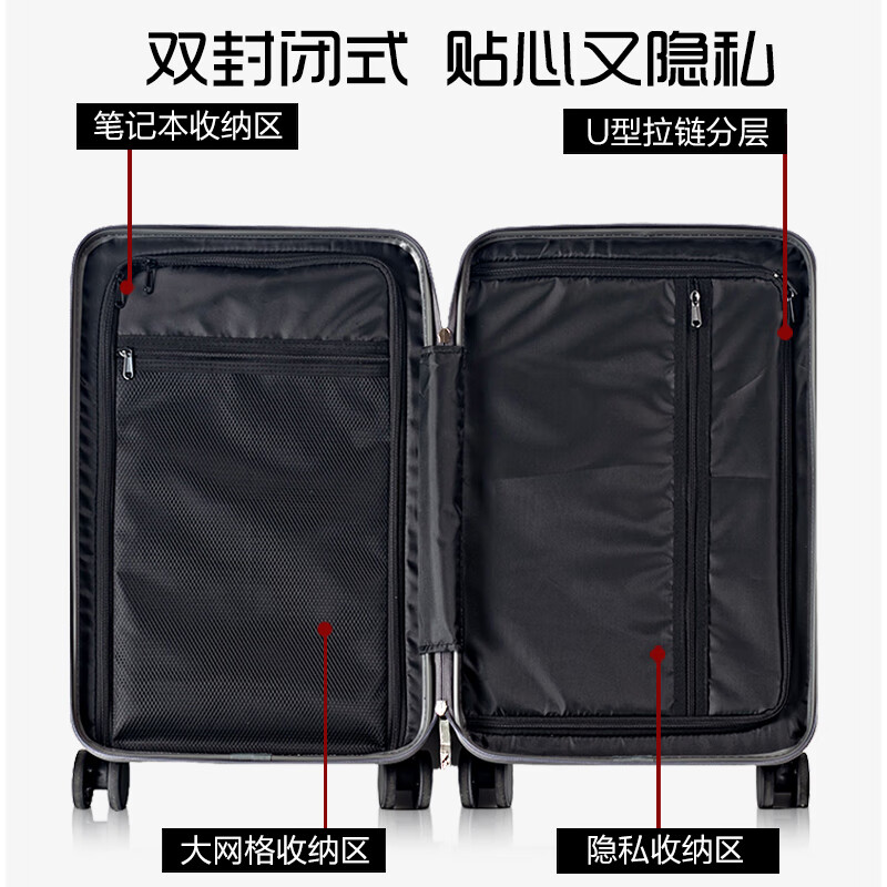 World Geographic Front Opening Luggage Men's and Women's Universal Wheel Travel Code Trolley Case Boarding 20 Inch Sky Blue