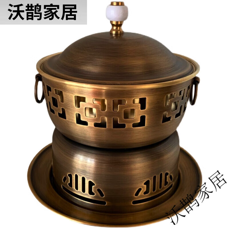 Sailotou extra thick single-person copper hot pot brass one-person small pot self-service environmentally friendly oil-separated meal pot fine stove household copper pot commercial 18cm retro brass single pot