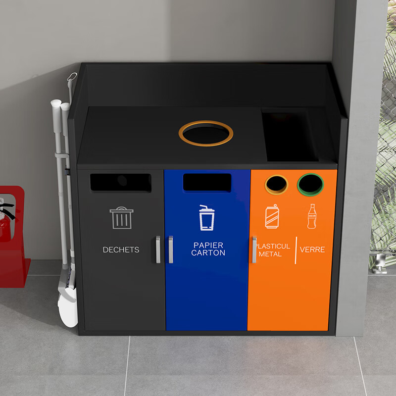 Commercial hidden cabinet type garbage bin large industrial style wrought iron garbage cabinet vertical Internet cafe burger shop cabinet KTV silver - length 130*width 50*height 100cm