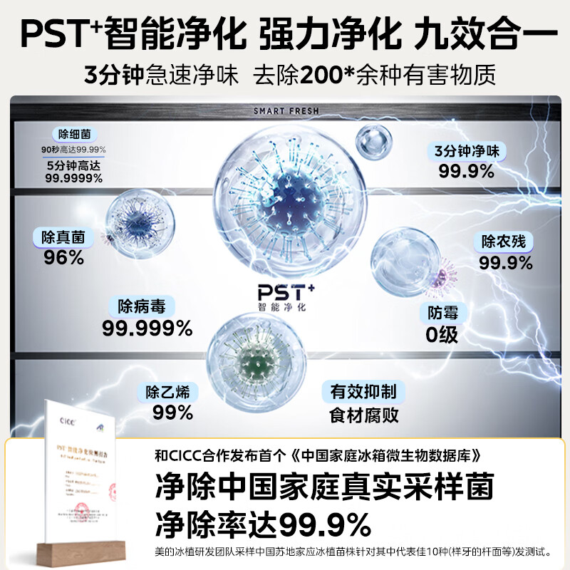 Midea M60 series 460 white cross four-door multi-door refrigerator automatic ice making all-in-one machine ultra-thin flat screen fully embedded dual frequency frost-free household large capacity government subsidy MR-460WUSPZE polar white