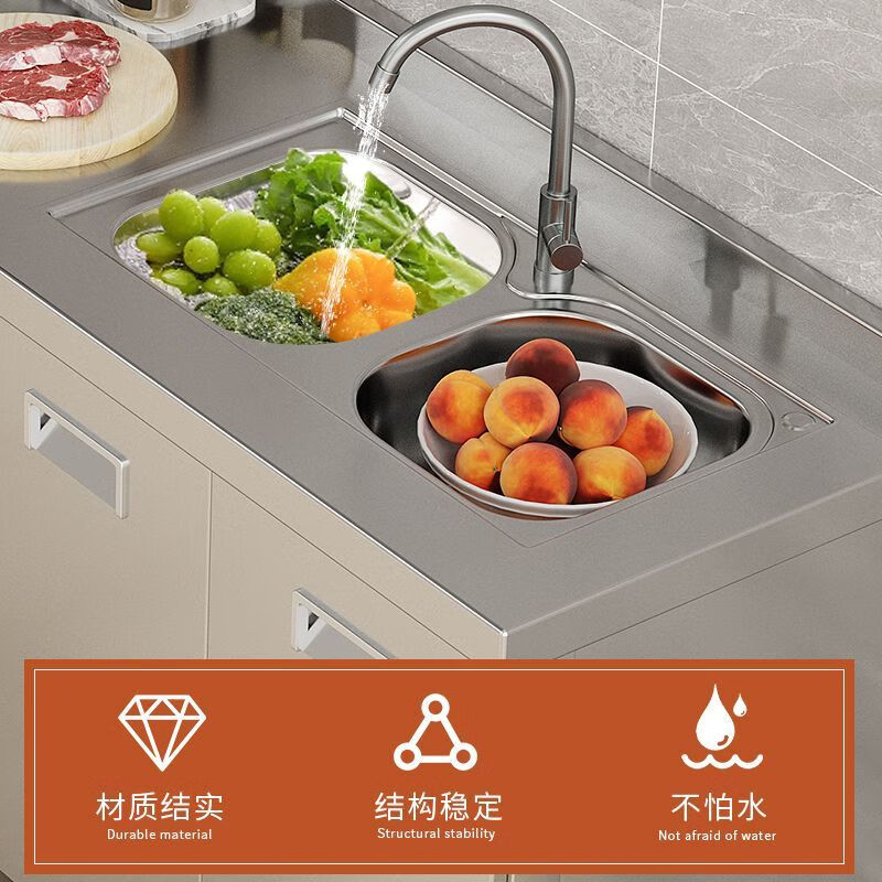 Qinkai 304 stainless steel kitchen cabinets, thickened stove, integrated custom sideboard, small apartment storage combination storage cabinet, main picture model, 40cm flat model, no