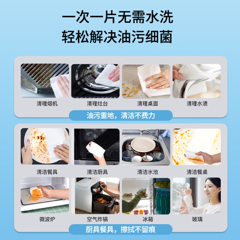 Zhanzhan Kaitaiduo kitchen wipes, degreasing wet wipes, enlarged and thickened, household wipes for range hoods, no-wash rags, 1 layer, 80 cigarettes*8 packs