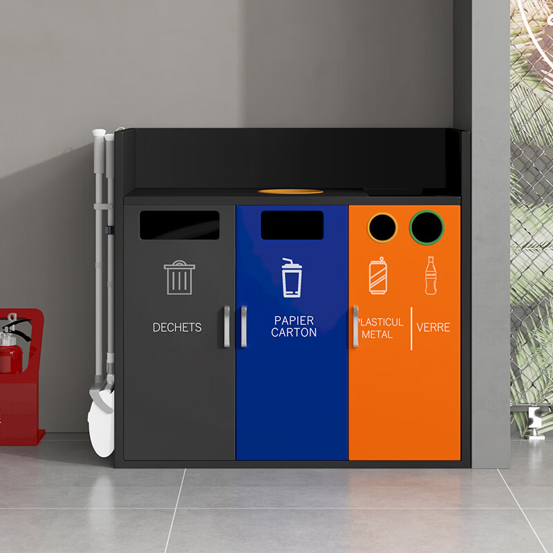 Commercial hidden cabinet type garbage bin large industrial style wrought iron garbage cabinet vertical Internet cafe burger shop cabinet KTV silver - length 130*width 50*height 100cm