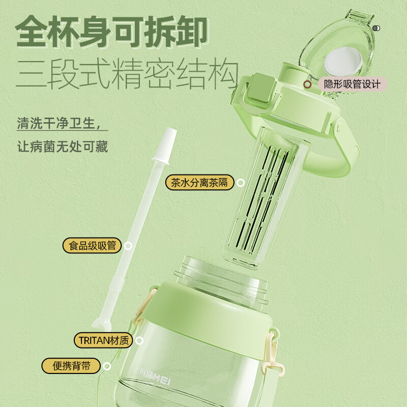 NRMEi (nRMEi) big belly cup water cup for girls, high-looking, large-capacity, ton cup, ton bucket, tritan children's kettle, summer straw cup