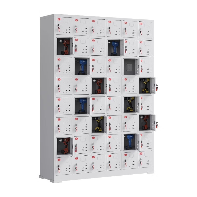 Electric tool charging cabinet gray and white construction site power distribution storage cabinet construction site electric wrench charging box flat charging cabinet 15-door charging cabinet (key to open the door)
