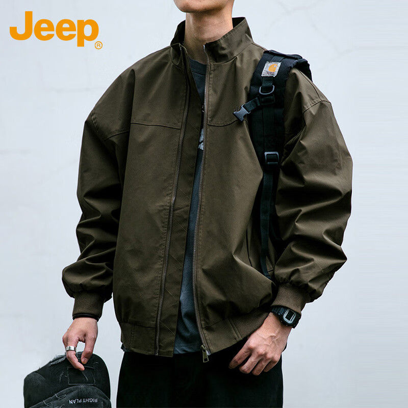 JEEP Jeep Jacket Men's Jacket Fall and Winter Stand Collar Executive Casual American Clothes Men's Army Green XL