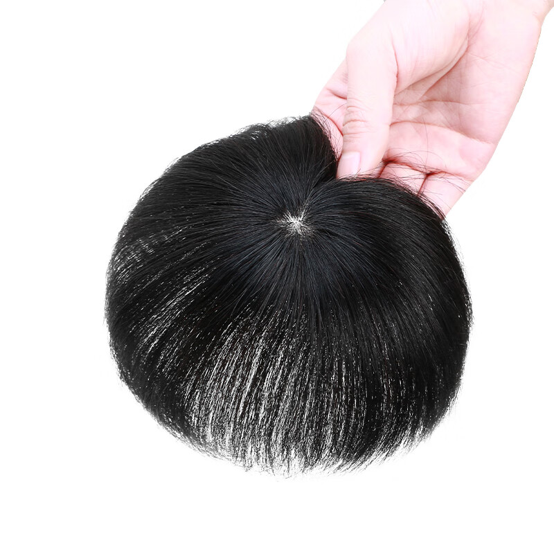 Ibeshi wig men's full real hair head twist hair seam scar replacement piece needle twist cover alopecia areata men's wig piece clip style 9x9 black hair length about 15cm
