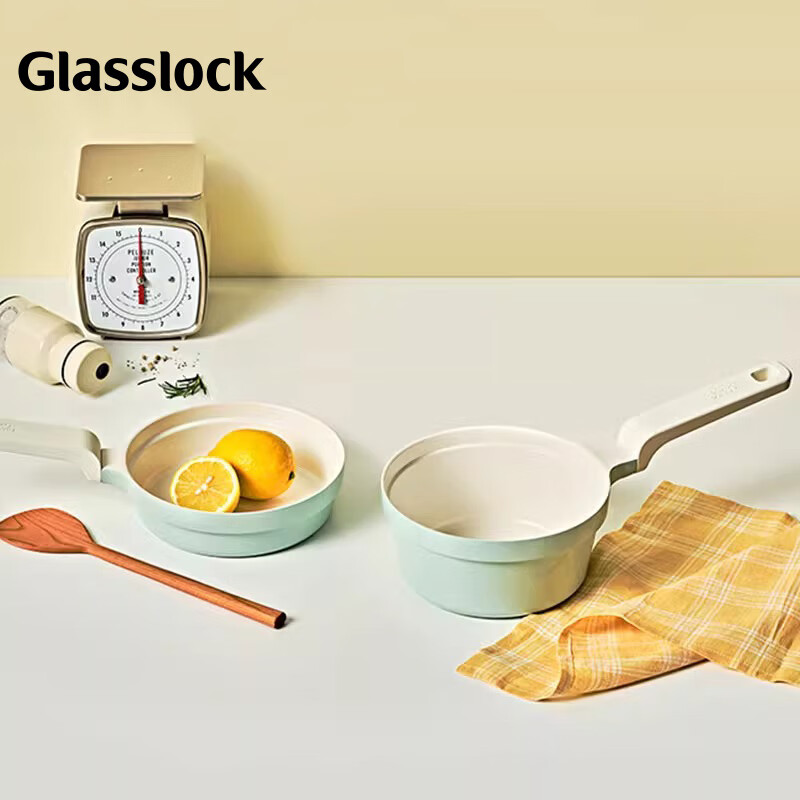 GLASSLOCK small milk pot, baby food supplement, baby small cooking pot, non-stick pan, frying and cooking, multifunctional one-person porridge and instant noodle pot