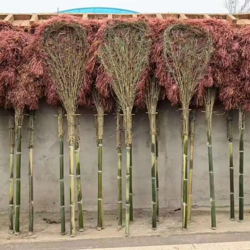 Large broom for road sanitation, durable long pole, home decoration, road outdoor garden worker new sweeping plastic wool broom construction site, bamboo pole handle, plastic wire large broom, 1 pack, strong and durable
