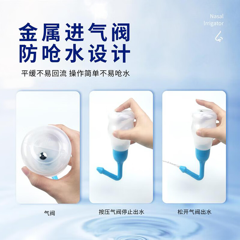 Hainuo Nasal Irrigator for Adults and Children with Rhinitis Nasal Irrigator 200ml Normal Saline Cleansing Neti Pot + 80 Packets of Nasal Washing Salt