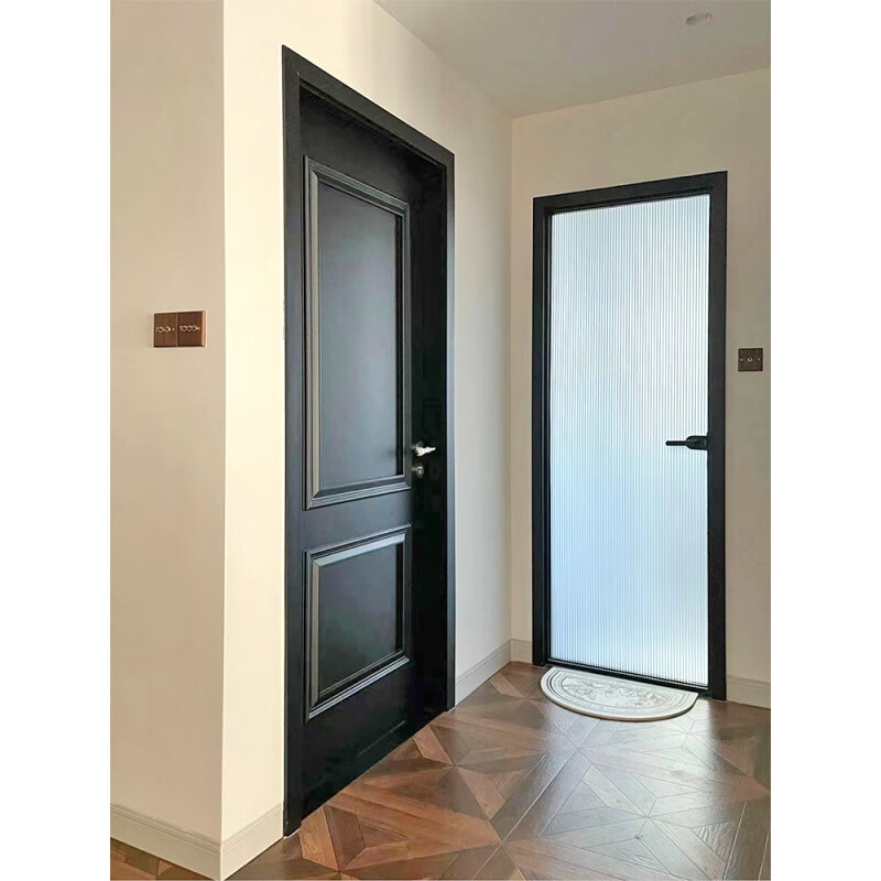Black retro French pure solid wood paint bedroom set room door American ecological kitchen and bathroom door customization Customized style/material/color consultation customer service