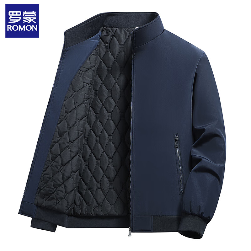 ROMON jacket men's autumn and winter velvet thickened middle-aged and elderly dad's executive jacket business warm plus size cotton clothes black windproof and warm M / recommended 85-100 pounds