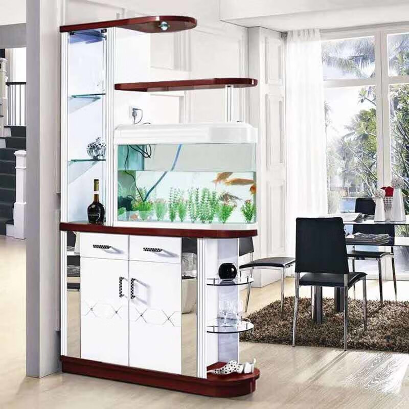 Kongjiang Partition Cabinet Living Room Home Porch Cabinet Modern Simple Multi-Function Home Storage Rack Wine Cabinet Double-sided Fish Tank Screen F Solid Wood Model 1.1 Meter Black and White Matching (Installation Included)
