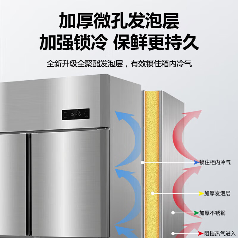 Haier four-door freezer commercial kitchen refrigerator first-class energy efficiency box large-capacity stainless steel vertical refrigeration and fresh-keeping cabinet freezer quick-freezer hotel kitchen 201 high-precision stainless steel four-door dual temperature SL-1020C2D2S