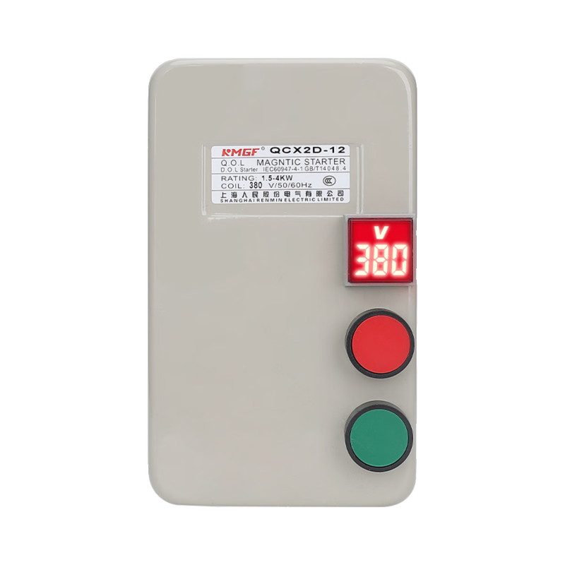 380V with voltage indication water pump fan crusher three-phase phase loss motor start control box magnetic starter phase loss overload model 380V with voltage display motor dedicated 5.5-7.5KW