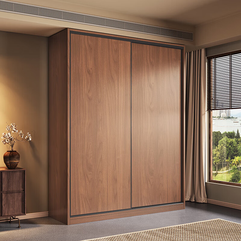 Junlianzhong antique solid wood wardrobe bedroom household sliding door simple wardrobe small apartment large wardrobe 180*60*200cm main + top + side thickened 16cm solid wood board